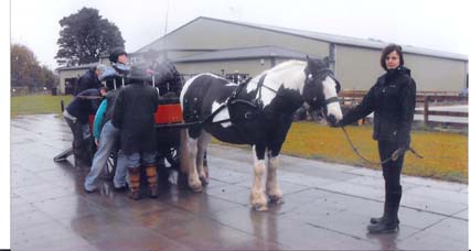Getting Hannah on Board - Paddy waits patiently